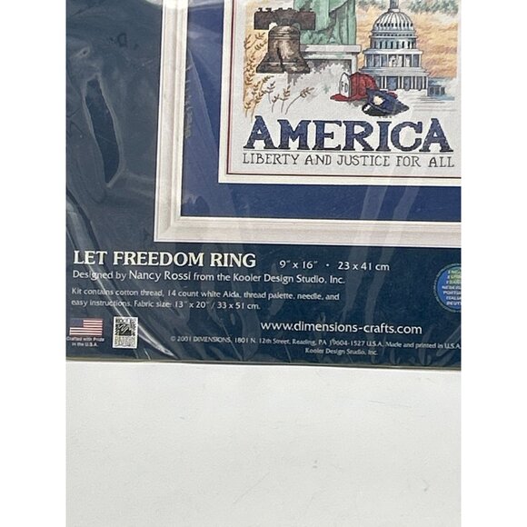 Sunset Counted Cross Stitch Kit "Let Freedom Ring" USA Patriotic Liberty 9X16 VT - Picture 3 of 4